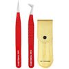 Professional Eyelash Extension Tweezers - Fiber Tip Stainless Steel Eyelash Extension - Pack of 2 Eyelashes Extension Tweezers – Lash Tweezers for Eyelash Extensions (RED)