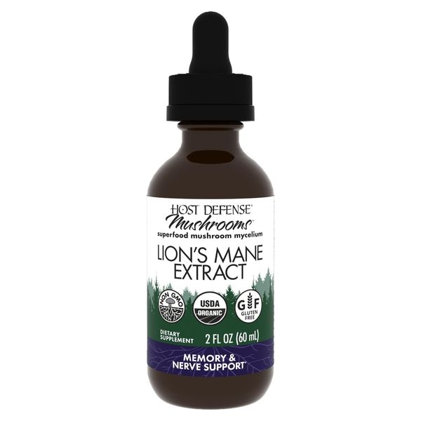 Lion's Mane Mushroom Supplement for Brain Support 2 Fl Oz Organic Formula