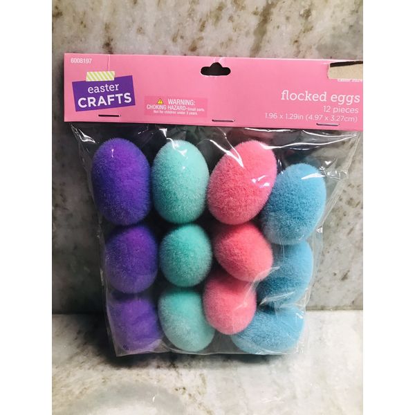 Easter Foam Flocked Easter Eggs 12 Pc. 1.96x1.29Inches