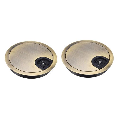 uxcell Cable Hole Cover, 3.1Inch/80mm Zinc Alloy Desk Wire Cord Cable Grommets Hole Cover for Office PC Desk Cable Cord Organizer, 2Pcs Bronze Tone