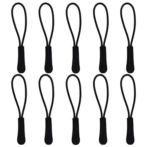 PANYTOW 10Pcs Zip Tags Cord Pulls Zipper Extension Zip Slider Replacement (Black)
