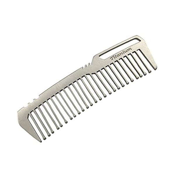 SNZ Titanium Comb, Titanium, Outdoor, Travel, Compact, Mini, Portable, Pocket, Hair, Lightweight, Silver