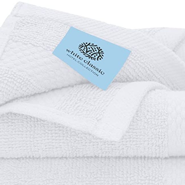 White Classic Luxury Cotton Washcloths - Large 13x13 Hotel Style Face Towel, Light Blue, 12 Pack, Size: 22 x 13