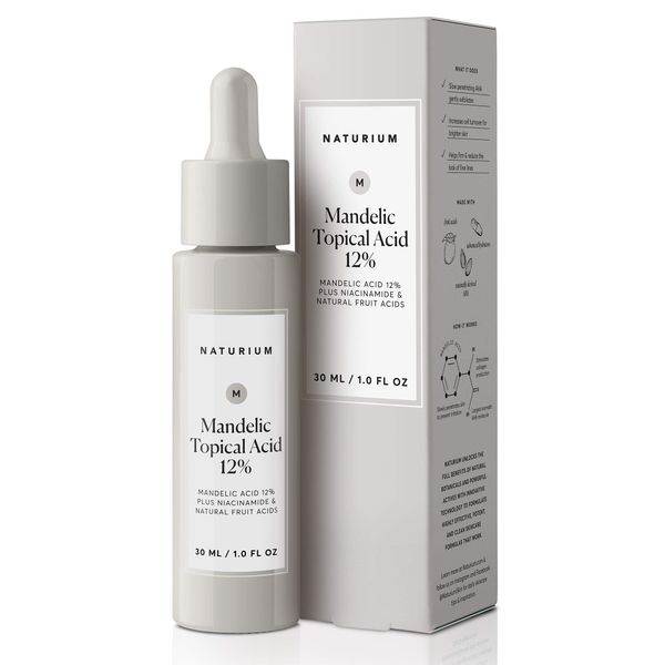 Naturium Mandelic Topical Acid 12%, Plus Niacinamide & Natural Fruit Acids, Anti-Aging & Brightening Skin Treatment, 1.0 oz