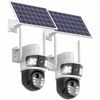 2PCS 4MP Solar Wireless Security Camera WiFi PTZ Dual Lens 2-Way Audio