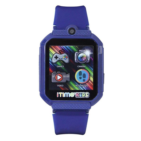 Accutime iTIME Kids Navy Blue Educational Learning Touchscreen Smart Watch Toy for Boys, Girls, Toddlers - Selfie Cam, Learning Games, Body Temperature Sensor, Pedometer and More (Model: ITK2012AZ)