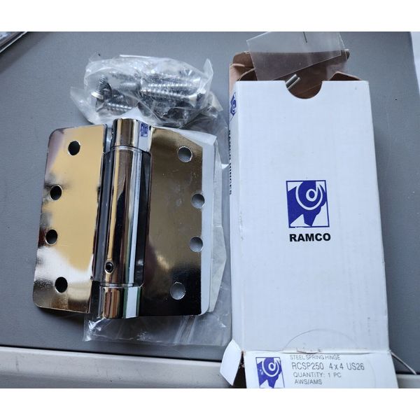 Ramco Adjustable Spring Door Hinge 4”X 4”, Stainless Steel Self-Closing Hinge