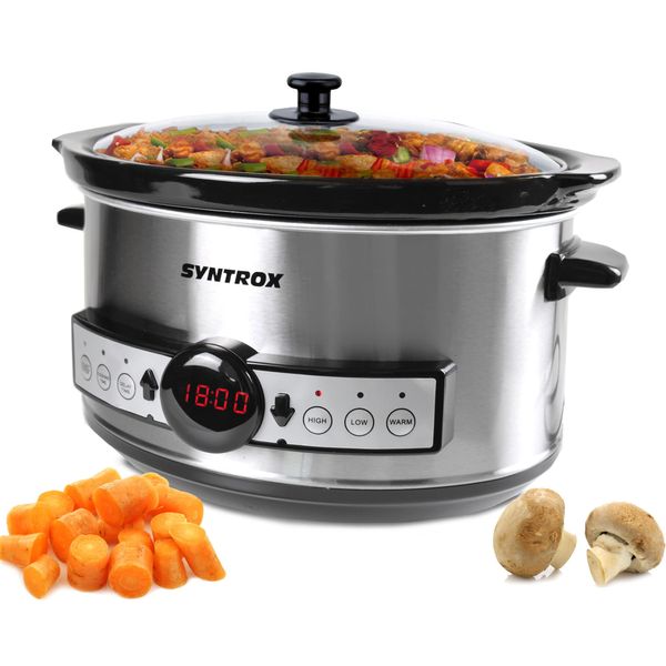 Syntrox Germany Slow Cooker Schongarer 3,5L mit Timer und Warmhaltefunktion - Leistung 200 Watt