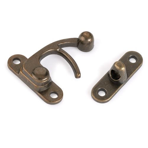 Highpoint Hook Latch Large Antique Brass 1-Piece with Screws