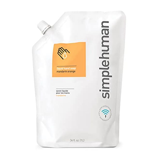 simplehuman Mandarin Orange Moisturizing Liquid Hand Soap Refill Pouch, 34 Fl. Oz.