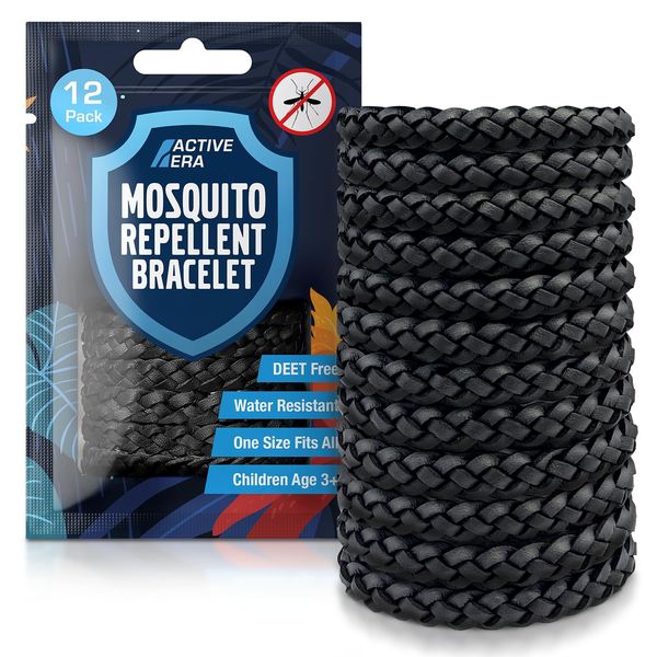 Active Era Mosquito Repellent Bracelet [12 Pack], Insect Midge & Mosquito Bands - Powerful DEET Free Formula - Waterproof with 250 Hours / 10 Days of Protection for Adults and Kids 3+