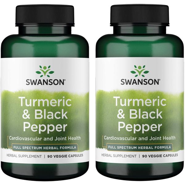 Swanson Premium- Turmeric & Black Pepper - Antioxidant, Digestion & Joint Support - 90 Veg Caps (2 Pack)