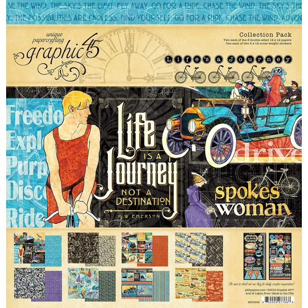 Graphic 45 Papercrafting Kit, Multi-Colour, Large - Life's A Journey