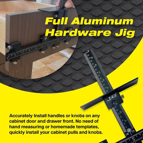 JNB PRO Precision Aluminum Cabinet Hardware Jig Tool - Enhanced Drill Guide for Knobs, Pulls, and Handles Installation - Adjustable, Durable, and User-Friendly Template for Doors & Drawers