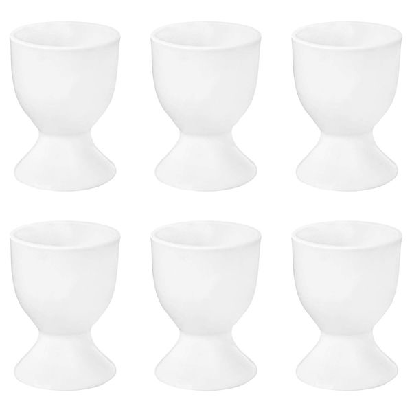 Argon Tableware 6x White Egg Cup Holder Set - Classic Style Porcelain Cups for Hard Soft Boiled Eggs - Microwave and Dishwasher Safe