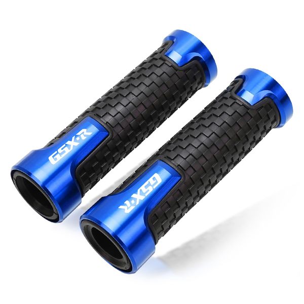 R QIANKONG 7/8" 22mm Motorcycle Handlebar Grips Compatible with GSXR 125 250 300 600 750 1000 GSX-R CNC Aluminum Rubber Handle Grips Motorcycle Fits(Blue)