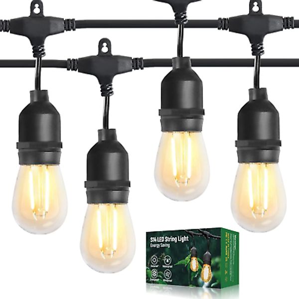 BRIMAX Outdoor String Lights 16FT with 5 LED Bulbs Outdoor Lights Shatterproof