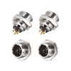 sourcing map Mini 3 Pin XLR Male Socket Microphone Chassis Panel Mount Aviation Circular Connector 4Pcs