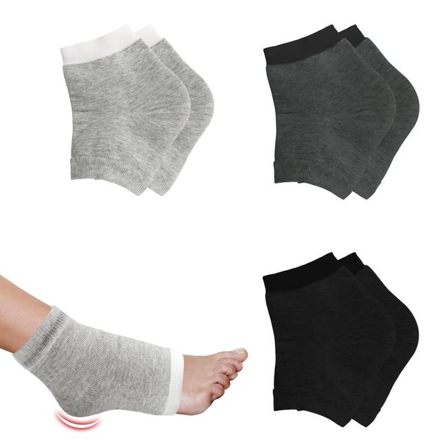 BLMHTWO 3 Paar Hornhaut Socken，Fersensocken Weich und Bequem Feuchtigkeitsspendende Socken Gel Fersen Socken MäNnlich Weiblich Socken Mit Fersenpolster für Trockene Harte Rissige Haut