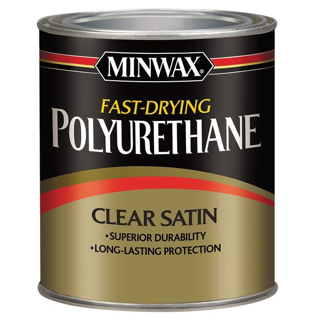 Minwax Fast Drying Polyurethane Protective Wood Finish, Warm Satin, 1 Quart