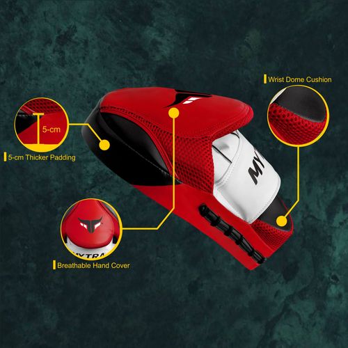 Mytra Fusion Curved Focus Pads Hook & Jab Mitts Strike Pad Boxing Pads Muay Thai MMA Kickboxing Punching training Pads Focus pad training punching sparring pads Training Pads (Black/Red)