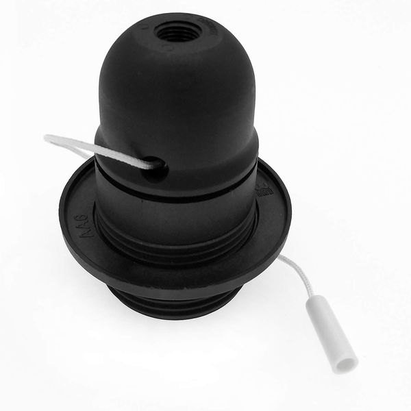 E27 Thread Pull Chain Lampholder,E26 E27 Vintage Edison Screw Plastic Light Socket Pendant Fitting Set (Black)