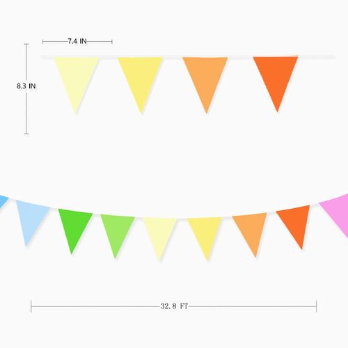 PinkBlume Rainbow Triangle Flag, Approximately 32.8 ft (10 m) Long, Colorful Banner Decoration, Garland Flag, Wedding, Outdoor, Flag, 100th Celebration, Birthday Party, Family Outdoor Garden