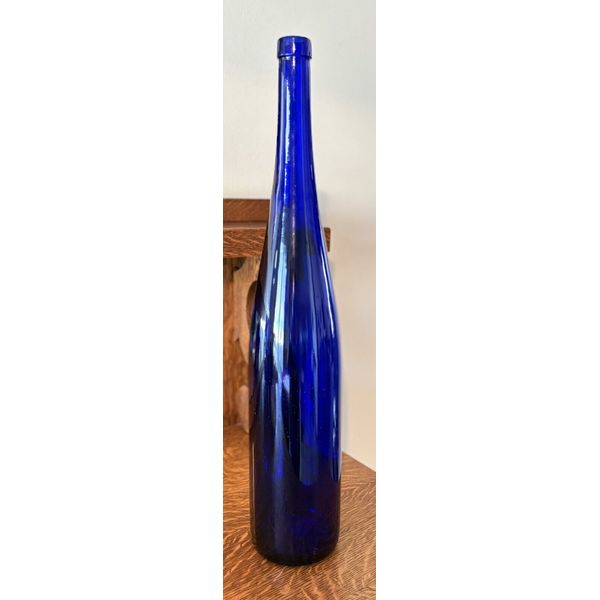 COBALT BLUE Glass Wine Bottle 18.5” Tall Home Decor Art Deco