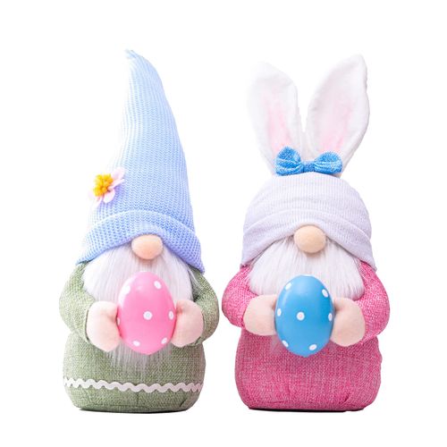 ENLACE Pack of 2 Easter Decorative Gnomes, Handmade Plush Easter Bunny Gnome with Eggs, Easter Bunny Dolls for Easter Decoration, Spring, Easter Bunny Gnome Decor, Holiday Decoration