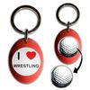 BadgeBeast.co.uk I Love Wrestling - Red Golf Ball Marker Key Ring