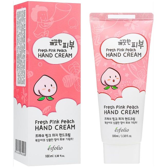 Esfolio - Fresh Pink Peach Hand Cream - Korean Cute Fun K Beauty - Care For Skin - Fruit Scent Hand Lotion - 100ml/3.38 fl. oz.