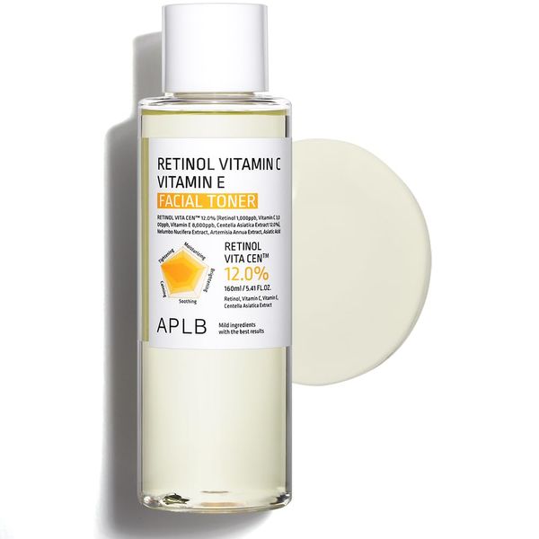 APLB Retinol Vitamin C Vitamin E Facial Toner | Retinol VITA CEN™ 12.0% 5.41 FL.OZ/Korean Skincare, Replenishing Moisture, Revitalize for Gentle and Improve Skin Texture Through Retinol