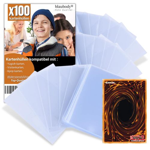 Yugioh Card Sleeves x 100 Card Sleeves 87 x 60 mm - Trading Card Sleeves Yu Gi Oh Card Sleeves Transparent for Collection Folder Yugioh Cards/Ninjago Cards/Photocard Sleeves 56 x 87 mm Kpop Yugioh