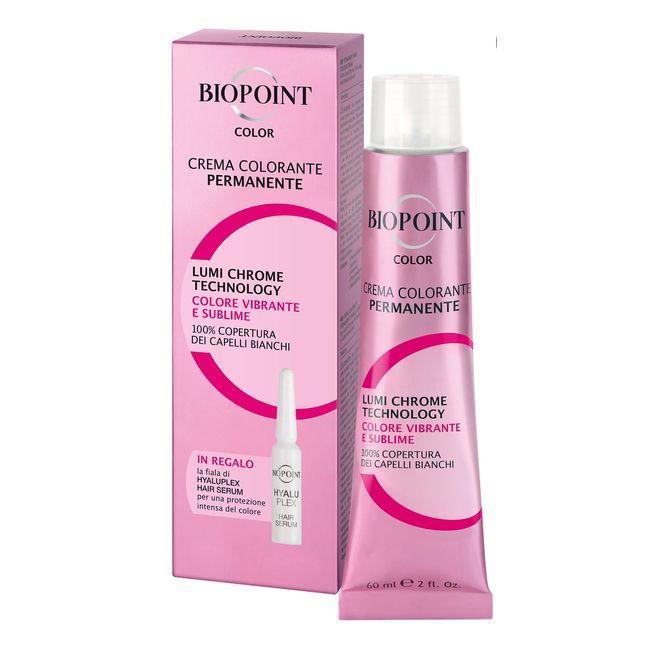 Biopoint Farbe Permanente Farbcreme 60 ml +1 Ampulle von Hyaluplex Hair Serum 3 ml - 4,38 Braun, mittelbraun, Schokolade