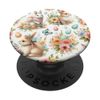 Kawaii Easter Egg Decor Flower Pattern Cute Bunny Rabbit PopSockets with Interchangeable PopGrip