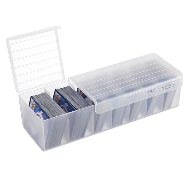 OwnMy Plastic Card Storage Box Plastic Card Storage Case, Clear Plastic Trading Card Storage Box Sports Card Storage Box Organizer with Dividers, White