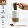 Mora 12oz Ceramic Tea Cup with Infuser, Spoon, Lid - Microwave & Dishwasher Safe
