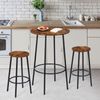 Round Pub Dining Set 3-Piece Small Kitchen Table Set w/Counter Height Bar Stools