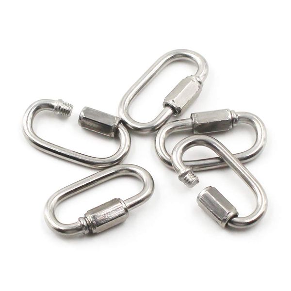 M8 D Shape Quick Links 304 Stainless Steel Quick Chain Repair Links Lock Ring (5PCS)