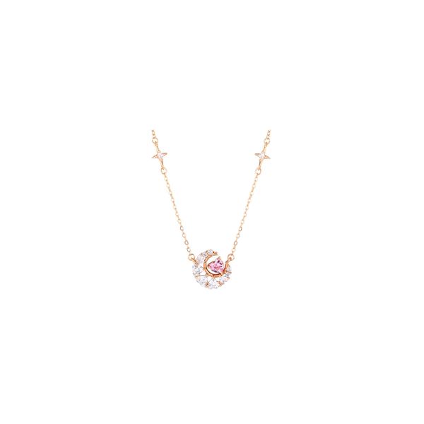 Hothrty Women's Necklace, Pendant, Accessories, Jewelry, Crescent/Moon/Star/Heart, Silver, Pink Gold, Collarbone Chain, Hypoallergenic, Cute, Sparkle, Girlfriend, Gift, Birthday, Adjustable, Gift Box