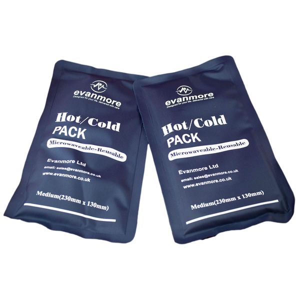 Reusable Hot Cold Gel Pack Packs - 2 x Evanmore, Easy to use - Flexible - Long Lasting - Knee, Shoulder wrap - 13 x 23cm