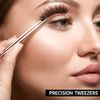 3 Pieces Straight Pointed Tip Tweezers Isolating Tweezers Eyelash Extensions Tweezers Lash Tweezers Pointed Blackhead Remover Precision Eyebrow Splinter (Classic Style,5.31 Inch)