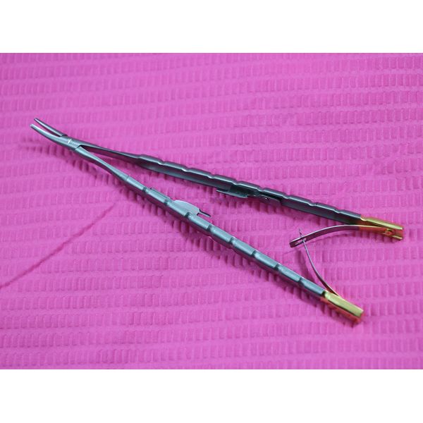 GERMAN PREMIUM GRADE CASTROVIEJO MICRO SURGERY BARRAQUER NEEDLE HOLDER CURVED