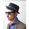 DASMARCA Edward Crushable & Packable Blk/Navy Winter Porkpie Wool Hat - M