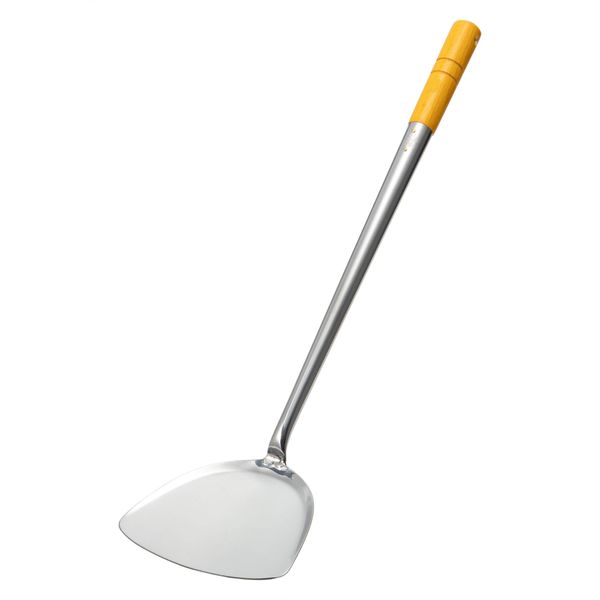 Endo Shoji ATY13001 Commercial Wok Spatula, Large, Natural Wood, Stainless Steel, Made in Japan