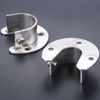 Lemfema Closet Pole Socket Pipe Socket Stainless Steel Fixed U Shape Holder with Screws 4 Pack (Silver, 25mm)