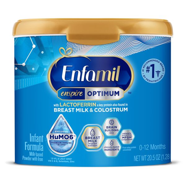 Enfamil Enspire Optimum Baby Formula, with Immune-Supporting Lactoferrin, Our Closest Formula to Breast Milk, Brain Building DHA, Dual Prebiotics, Infant Formula Powder, Baby Milk, 20.5 Oz Tub