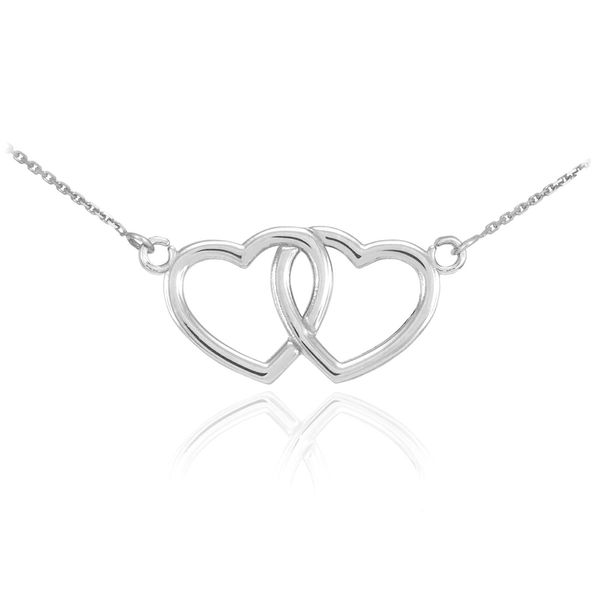 925 Sterling Silver Double Open Heart Necklace, 22"