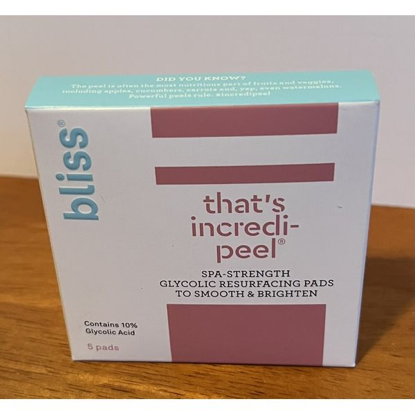 Bliss That’s Incredi-Peel Glycolic Acid Resurfacing Face Peel Pads - 5 Count New