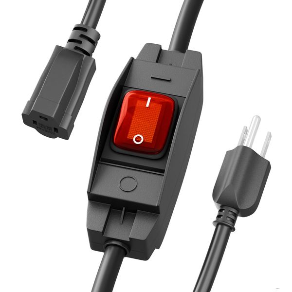 FIRMERST 1875W Outdoor Extension Cord with Waterproof Switch 2 Feet